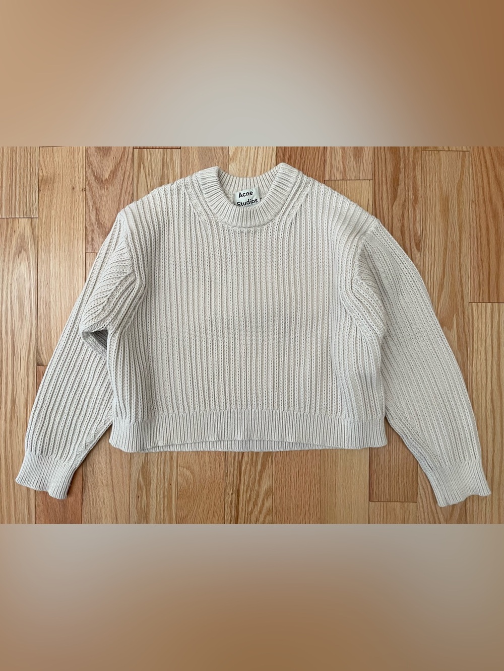 ACNE STUDIOS Ivory Chunky Knit Cotton Crew Neck Knit Sweater XS XXS